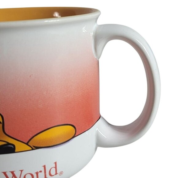Walt Disney World Winnie The Pooh Mug Cream Smiling & Peeking Yellow Interior - Picture 5 of 10